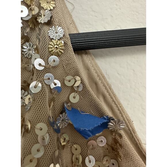 Mac Duggal Gold Sequin Embellished Spaghetti Straps Evening Gown Size 2 - Picture 3 of 11